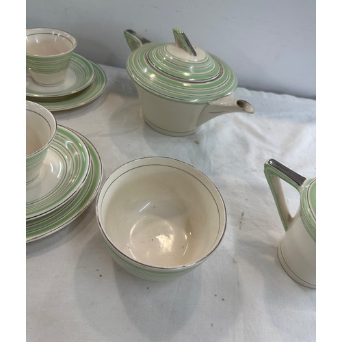 156 - Six piece Solian ware tea service to include cups, saucers, tea pot, milk jug, sugar bowl and cake p... 