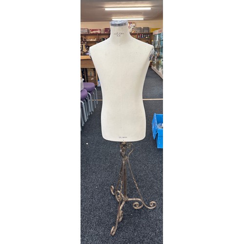 176 - Vintage Tailors N.Y. TY. 5050 mannequin on wrought iron stand overall height approx 5 ft