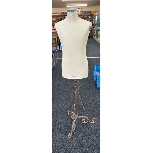 176 - Vintage Tailors N.Y. TY. 5050 mannequin on wrought iron stand overall height approx 5 ft