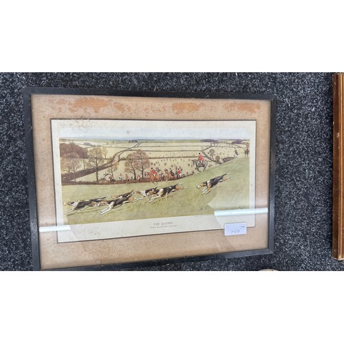 9 - Three framed hunting scene prints to include ' Wale of Aylesbury steeple chase', plate 2 and 3 and '... 