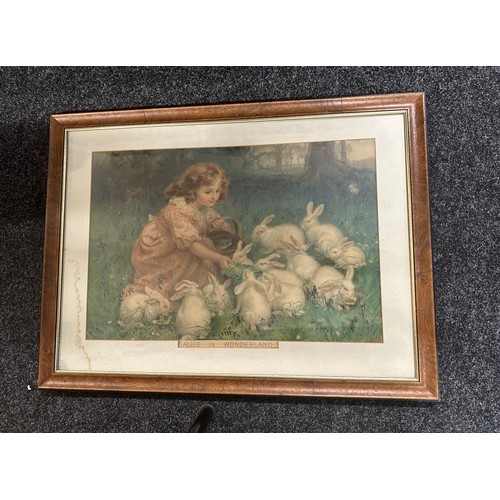 305 - Framed original 1904 Alice in Wonderland Pears print measures approx 27 inches high by 35 inches wid... 