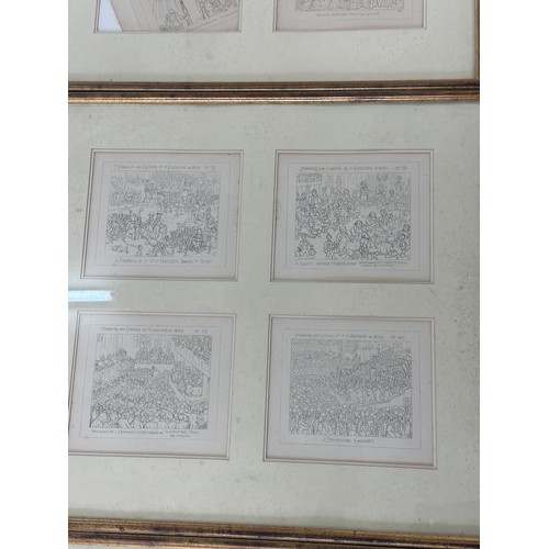 321 - Set of 8 framed humour prints ' Manors and Customs of Yu Englyshe in 1849' several editions- frames ... 