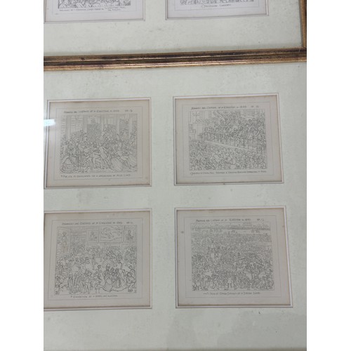 321 - Set of 8 framed humour prints ' Manors and Customs of Yu Englyshe in 1849' several editions- frames ... 