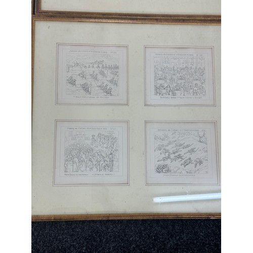 321 - Set of 8 framed humour prints ' Manors and Customs of Yu Englyshe in 1849' several editions- frames ... 