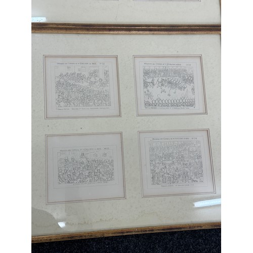 321 - Set of 8 framed humour prints ' Manors and Customs of Yu Englyshe in 1849' several editions- frames ... 