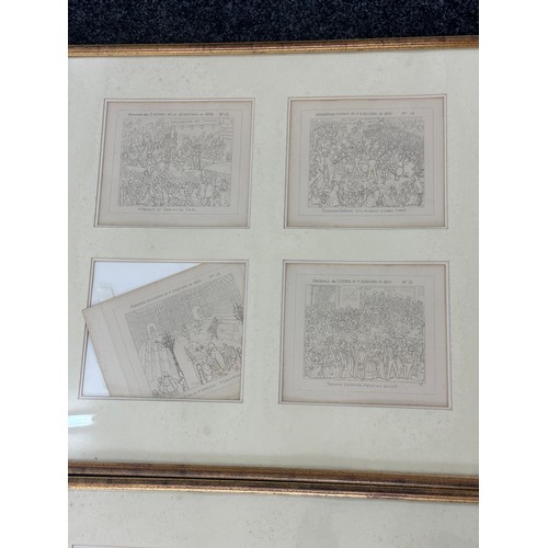 321 - Set of 8 framed humour prints ' Manors and Customs of Yu Englyshe in 1849' several editions- frames ... 