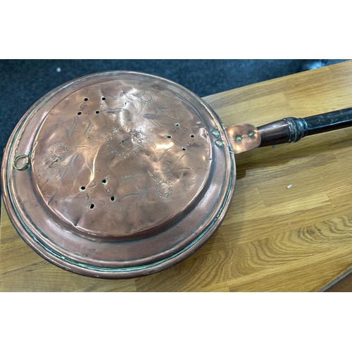 155 - Selection of vintage collectable items to include wooden box, copper warming pan, small trunk and fr... 