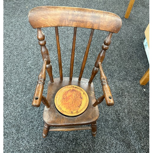 187 - Victorian elm child's chair approx overall height 24 inches tall