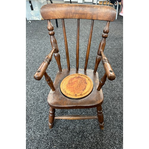 187 - Victorian elm child's chair approx overall height 24 inches tall