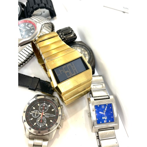 509 - Selection of Gents wrist watches includes Seiko 100m Chronograph, Ronson, Storm, Evisu etc