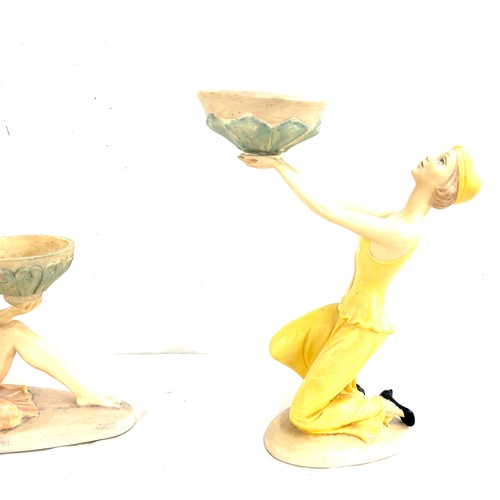 299 - Two art deco resin lady figures largest measures approx 13 inches tall