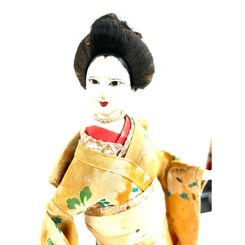 122 - Vintage hand painted geisha girl on stand measures approx 15 inches tall