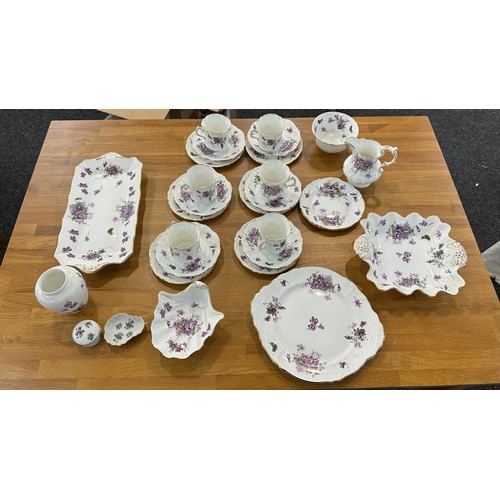 277 - Six piece part Hammersley tea service victorian violets includes cups, saucers, milk jug etc