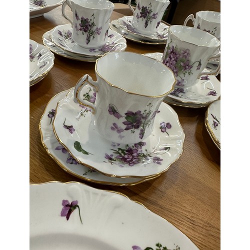 277 - Six piece part Hammersley tea service victorian violets includes cups, saucers, milk jug etc