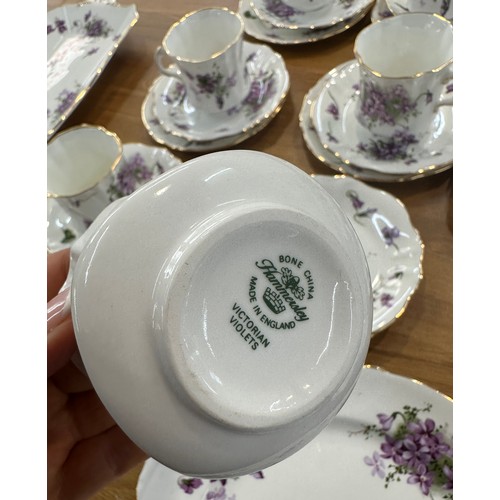 277 - Six piece part Hammersley tea service victorian violets includes cups, saucers, milk jug etc