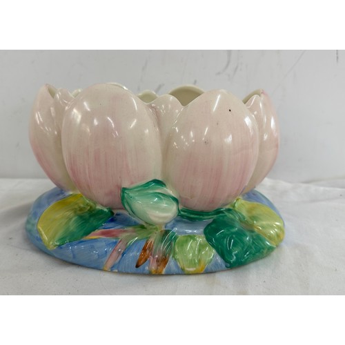 431 - Clarice Cliff Water Lily Planter bowl Newport 973 art deco circa 1930 measures approx 5 inches tall