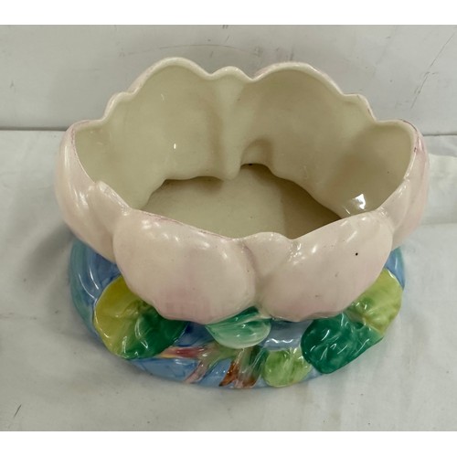 431 - Clarice Cliff Water Lily Planter bowl Newport 973 art deco circa 1930 measures approx 5 inches tall