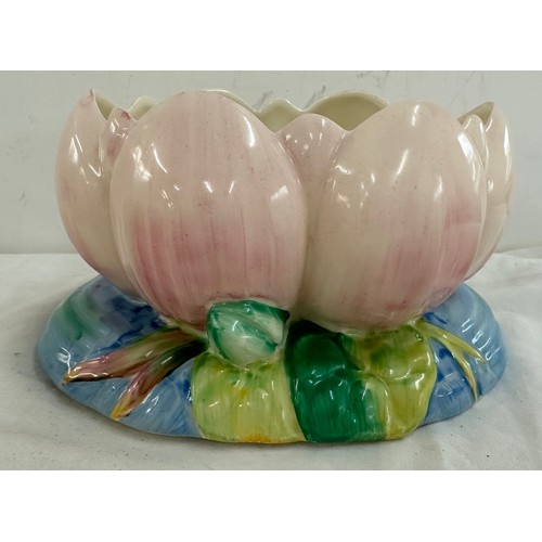 431 - Clarice Cliff Water Lily Planter bowl Newport 973 art deco circa 1930 measures approx 5 inches tall