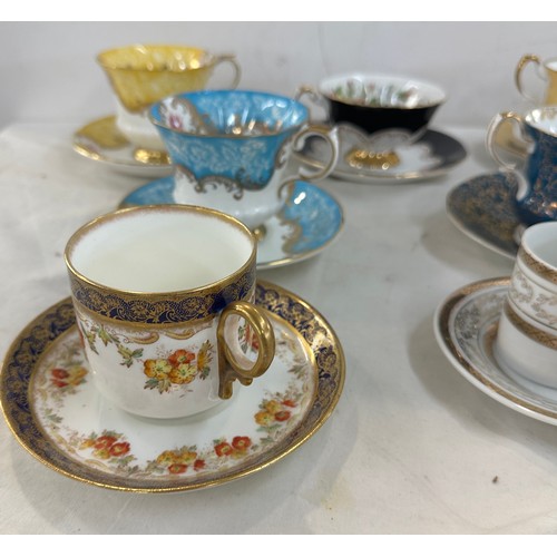 164 - Selection of single cup and saucers to include Royal Albert,  Crownford etc