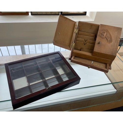 82 - Wooden stationary desktop and a wooden jewellery storage compartment