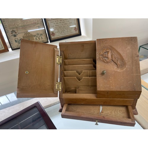 82 - Wooden stationary desktop and a wooden jewellery storage compartment