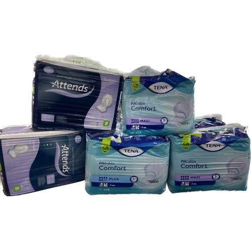 274 - Selection of assorted comfort pads includes Tena plus, tena Extra etc