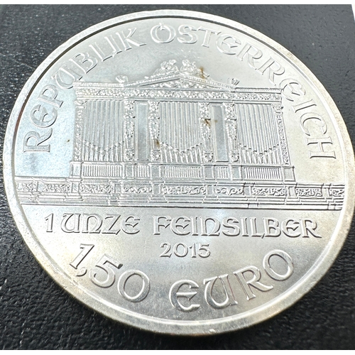 420 - 2015 Austria 1 oz Silver 0.999 1.50 Euro Philharmoniker Coin