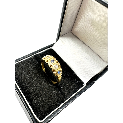 57 - Antique 18ct gold diamond & sapphire ring weight 2.4g split