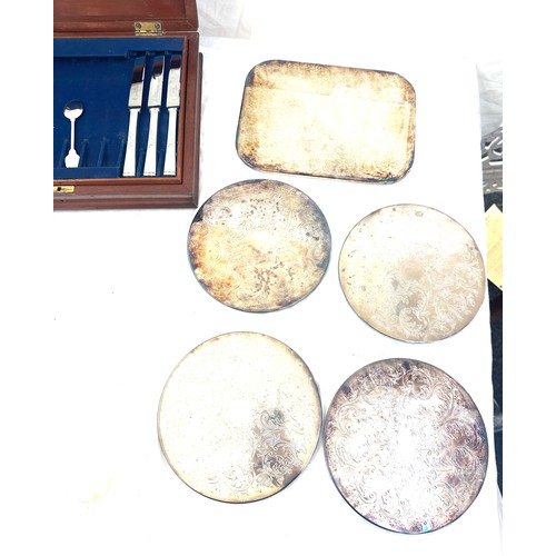 46 - Selection of metal ware includes part canteen of cutlery etc