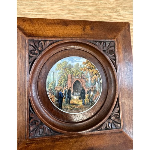 66 - Pair of wooden carved miniature picture wall plaques measures approx 10 inches square