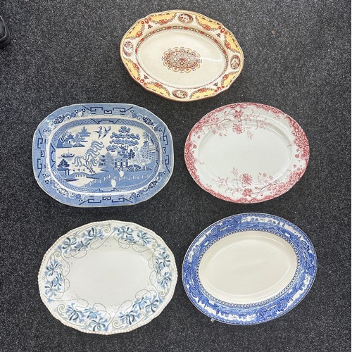 287 - Five large porcelain meat plates largest measures approx 18 inches wide