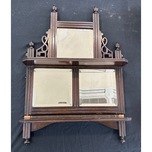 249 - Edwardian walnut wall hanging mirror in need of restoration measures approx 24 inches tall by 16.5 i... 