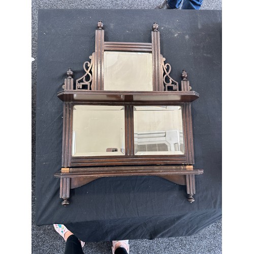 249 - Edwardian walnut wall hanging mirror in need of restoration measures approx 24 inches tall by 16.5 i... 