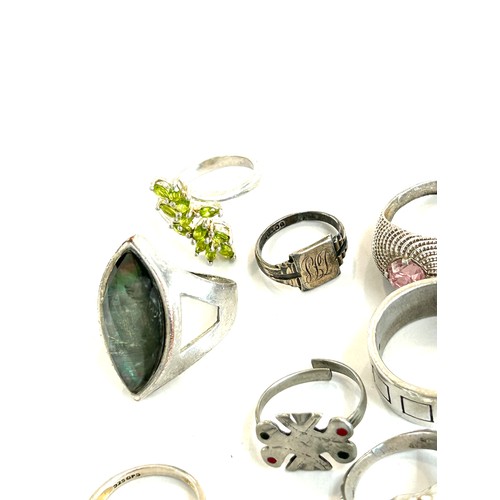 455 - Selection of assorted rings includes silver rings, silver signet ring etc