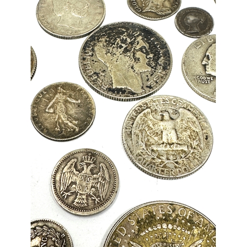 421 - Collection of antique world silver coins inc uk & u.s.a etc