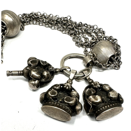 1 - Antique georgian Dutch silver pocket watch chain fobs & key