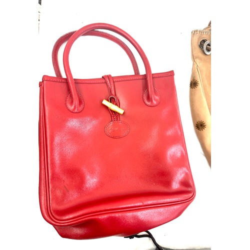 16 - Vintage authentic ladies Calvin Klein hang bag and a Long champ red leather ladies hang bag