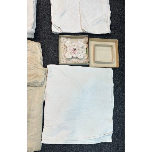 202 - Selection of silk and linen to include Irish Linen and victorian