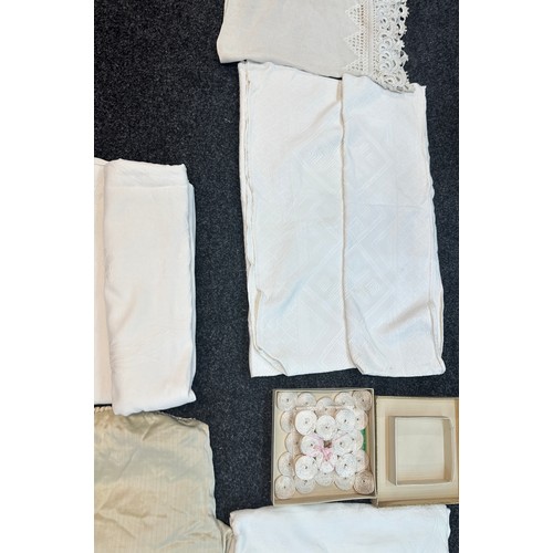 202 - Selection of silk and linen to include Irish Linen and victorian