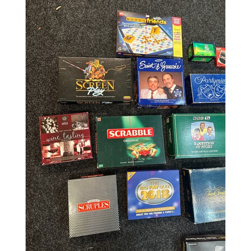 330 - Large selection of vintage and later games to include Trivial pursuit, scrabble, uno, The Chase and ... 