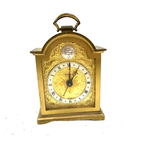 501 - Miniature Tempus Fugile Swiza carriage clock measures approx 4.5 inches tall