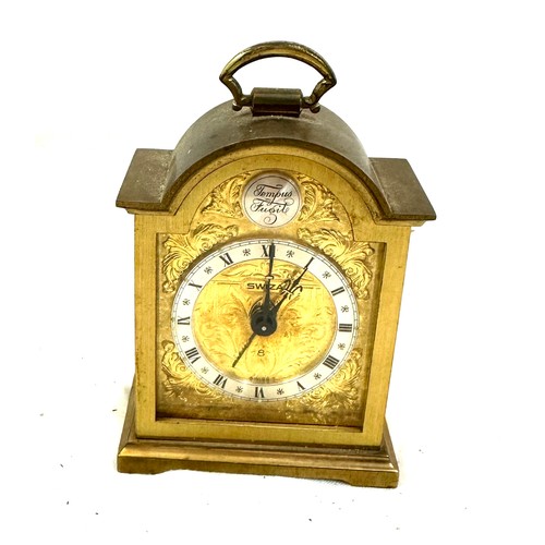 501 - Miniature Tempus Fugile Swiza carriage clock measures approx 4.5 inches tall