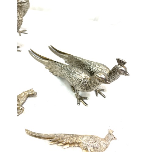 439 - Selection of silver plated animal figures to include pheasants and donkeys