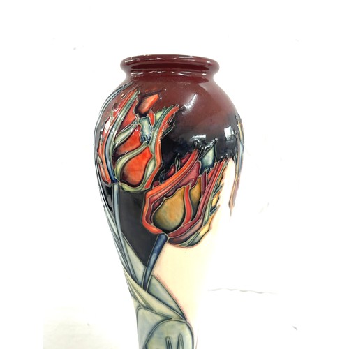 563 - Vintage Moorcroft red Tulip pattern inverted baluster vase height approximately 11 inches tall