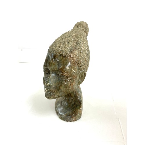 422 - Carved African head 4.5 inches tall signed T.Stand