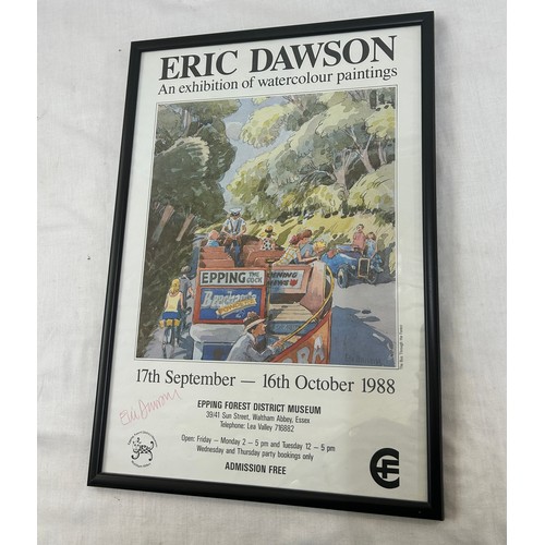 121 - Framed Eric Dawson exhibition of water colour paintings poster, signed, measures approximately 17 in... 