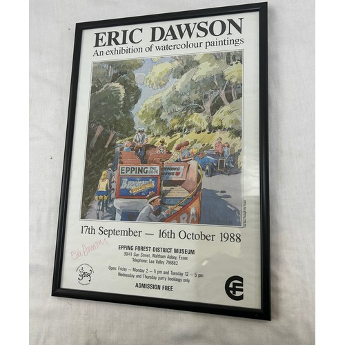 121 - Framed Eric Dawson exhibition of water colour paintings poster, signed, measures approximately 17 in... 