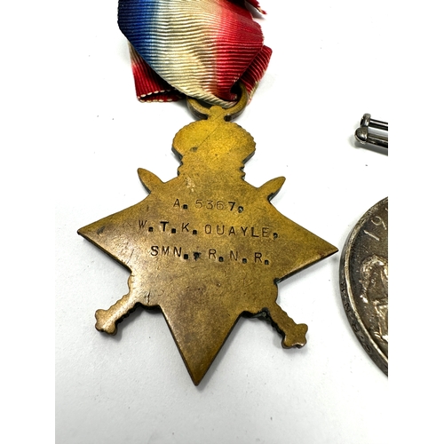 403 - ww1 trio medals to 5367a w.t.k quayle l.s r.n.r