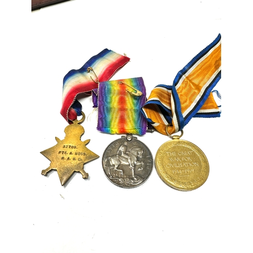 416 - ww1 trio medals to 32789 pte a.moss r.a.m.c