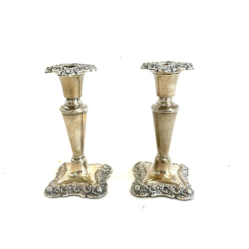 611 - Pair of silver hallmarked candle sticks, hallmarked